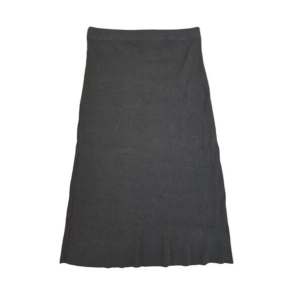 Vince Dresses & Skirts - Vince Black Ribbed Knit Midi Skirt Pull-On Stretch Minimalist Size L